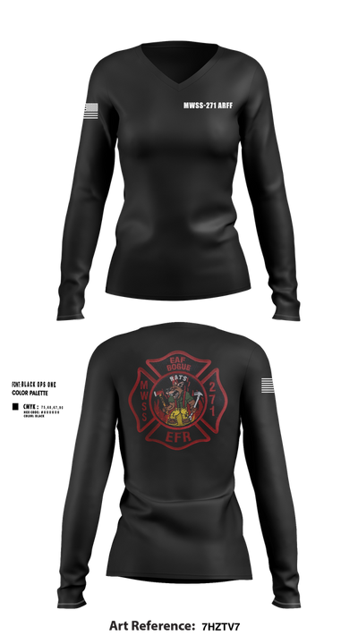ARFF 58194852 Women's Long Sleeve V-neck Shirt - 101