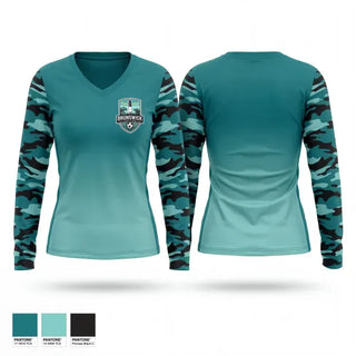 Womens Long Sleeve Vneck Shirt, Brunswick United Soccer Academy, Men's Soccer, Teamtime, Team time, sublimation, custom sports apparel, team uniforms, spirit wear, spiritwear, sports uniforms, custom shirts, team store, custom team store, fundraiser sports, apparel fundraiser