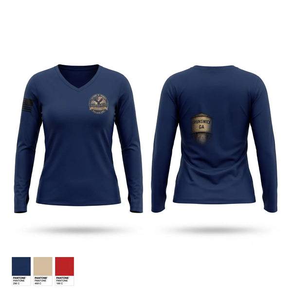 Womens Long Sleeve Vneck Shirt, 10B, Police, Teamtime, Team time, sublimation, custom sports apparel, team uniforms, spirit wear, spiritwear, sports uniforms, custom shirts, team store, custom team store, fundraiser sports, apparel fundraiser
