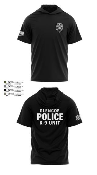 Short Sleeve Performance Shirt with hood, GLENCOE POLICE DEPARTMENT K9, Police, Teamtime, Team time, sublimation, custom sports apparel, team uniforms, spirit wear, spiritwear, sports uniforms, custom shirts, team store, custom team store, fundraiser sports, apparel fundraiser
