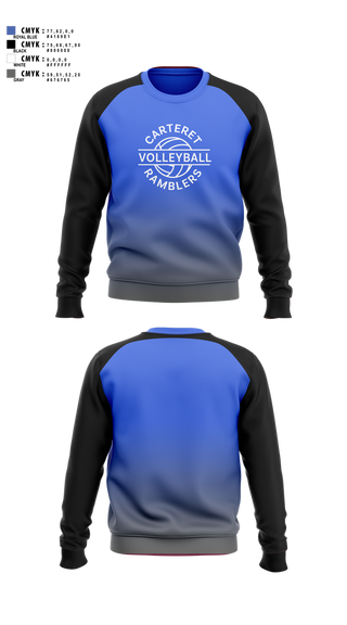 Crew Neck Sweatshirt, Carteret Ramblers Volleyball, Women's Volleyball, Teamtime, Team time, sublimation, custom sports apparel, team uniforms, spirit wear, spiritwear, sports uniforms, custom shirts, team store, custom team store, fundraiser sports, apparel fundraiser