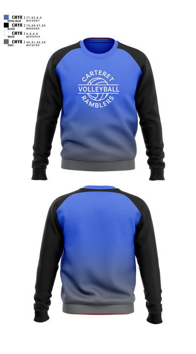 Carteret Ramblers Volleyball 93829974 Crew Neck Sweatshirt - 1