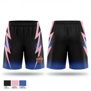 Mens Reversible Basketball Shorts, Sonics, Women's Basketball, Teamtime, Team time, sublimation, custom sports apparel, team uniforms, spirit wear, spiritwear, sports uniforms, custom shirts, team store, custom team store, fundraiser sports, apparel fundraiser