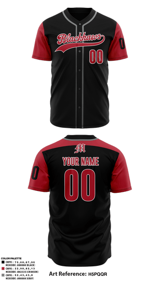 Full Button Baseball Jersey, Marshall Blackhawks, Baseball, Teamtime, Team time, sublimation, custom sports apparel, team uniforms, spirit wear, spiritwear, sports uniforms, custom shirts, team store, custom team store, fundraiser sports, apparel fundraiser