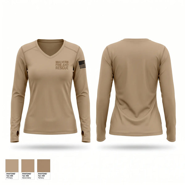 Womens Long Sleeve Vneck Shirt, Malvern fire and rescue, Fire Department, Teamtime, Team time, sublimation, custom sports apparel, team uniforms, spirit wear, spiritwear, sports uniforms, custom shirts, team store, custom team store, fundraiser sports, apparel fundraiser