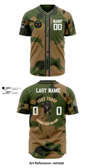 Full Button Baseball Jersey, 3/2 CR Fury Troop, Army, Teamtime, Team time, sublimation, custom sports apparel, team uniforms, spirit wear, spiritwear, sports uniforms, custom shirts, team store, custom team store, fundraiser sports, apparel fundraiser