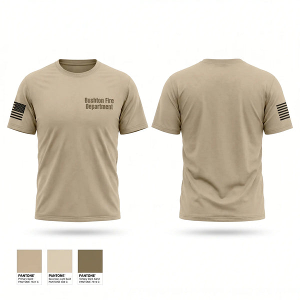 Old School Cotton Feel Shirt, Bushton Fire Department, Fire Department, Teamtime, Team time, sublimation, custom sports apparel, team uniforms, spirit wear, spiritwear, sports uniforms, custom shirts, team store, custom team store, fundraiser sports, apparel fundraiser