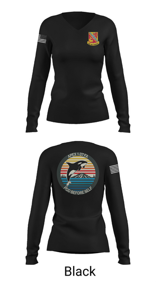 Womens Long Sleeve Vneck Shirt, A BTRY, 1-37FAR, , Teamtime, Team time, sublimation, custom sports apparel, team uniforms, spirit wear, spiritwear, sports uniforms, custom shirts, team store, custom team store, fundraiser sports, apparel fundraiser