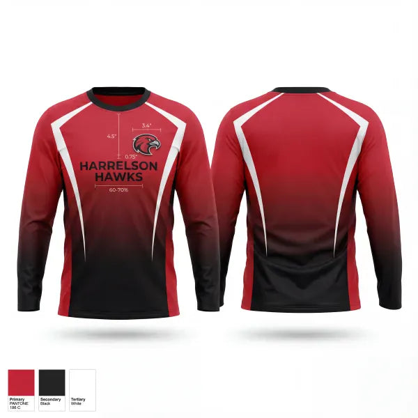 Long Sleeve Performance Shirt, Harrelson Hawks, Men's Basketball, Teamtime, Team time, sublimation, custom sports apparel, team uniforms, spirit wear, spiritwear, sports uniforms, custom shirts, team store, custom team store, fundraiser sports, apparel fundraiser