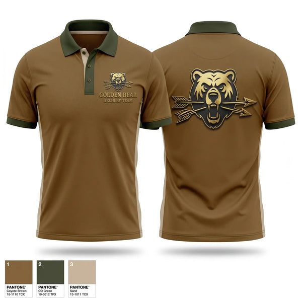 Short Sleeve Performance Polo, Golden bear archery, Baseball, Teamtime, Team time, sublimation, custom sports apparel, team uniforms, spirit wear, spiritwear, sports uniforms, custom shirts, team store, custom team store, fundraiser sports, apparel fundraiser