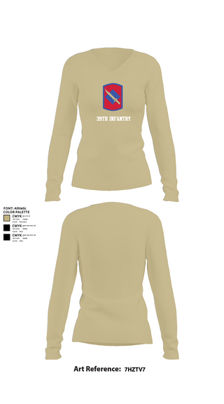 Womens Long Sleeve Vneck Shirt, 39th infantry, National Guard, Teamtime, Team time, sublimation, custom sports apparel, team uniforms, spirit wear, spiritwear, sports uniforms, custom shirts, team store, custom team store, fundraiser sports, apparel fundraiser