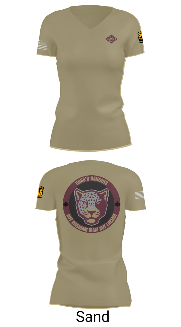 Womens Short Sleeve Vneck Shirt, Ross Rangers, Army, Teamtime, Team time, sublimation, custom sports apparel, team uniforms, spirit wear, spiritwear, sports uniforms, custom shirts, team store, custom team store, fundraiser sports, apparel fundraiser