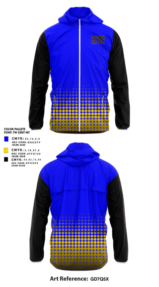 Windbreaker, Logan High School, Cheer, Teamtime, Team time, sublimation, custom sports apparel, team uniforms, spirit wear, spiritwear, sports uniforms, custom shirts, team store, custom team store, fundraiser sports, apparel fundraiser