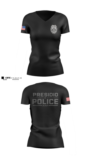Womens Short Sleeve Vneck Shirt, Presidio Police Department, Police, Teamtime, Team time, sublimation, custom sports apparel, team uniforms, spirit wear, spiritwear, sports uniforms, custom shirts, team store, custom team store, fundraiser sports, apparel fundraiser