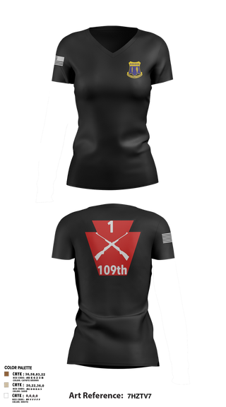 Womens Short Sleeve Vneck Shirt, A co 1/109, National Guard, Teamtime, Team time, sublimation, custom sports apparel, team uniforms, spirit wear, spiritwear, sports uniforms, custom shirts, team store, custom team store, fundraiser sports, apparel fundraiser
