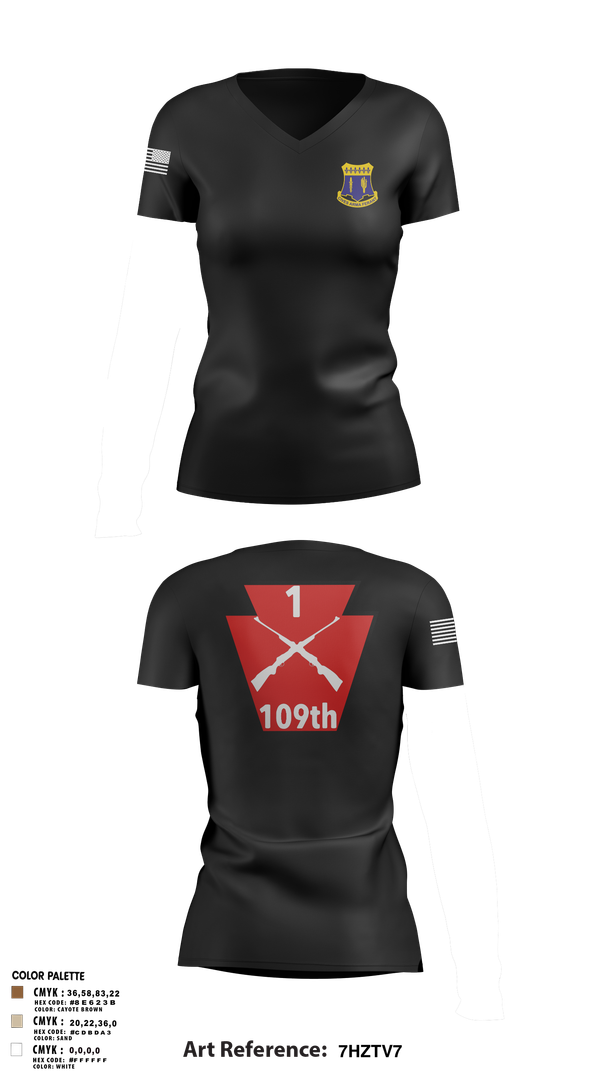 Womens Short Sleeve Vneck Shirt, A co 1/109, National Guard, Teamtime, Team time, sublimation, custom sports apparel, team uniforms, spirit wear, spiritwear, sports uniforms, custom shirts, team store, custom team store, fundraiser sports, apparel fundraiser
