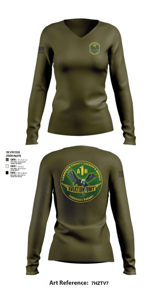 Womens Long Sleeve Vneck Shirt, Sarasota County Sheriff’s Office Aviation Unit, Police, Teamtime, Team time, sublimation, custom sports apparel, team uniforms, spirit wear, spiritwear, sports uniforms, custom shirts, team store, custom team store, fundraiser sports, apparel fundraiser