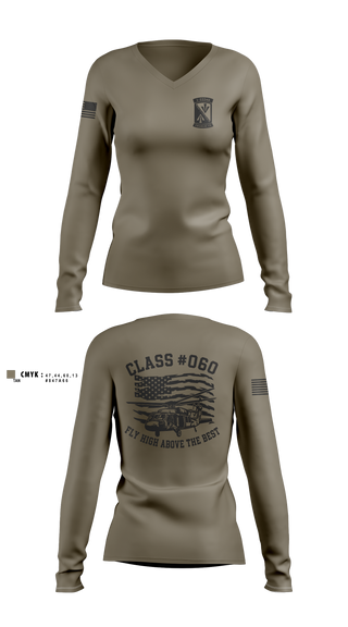 Womens Long Sleeve Vneck Shirt, 1-222nd Aviation Regiment, Army, Teamtime, Team time, sublimation, custom sports apparel, team uniforms, spirit wear, spiritwear, sports uniforms, custom shirts, team store, custom team store, fundraiser sports, apparel fundraiser