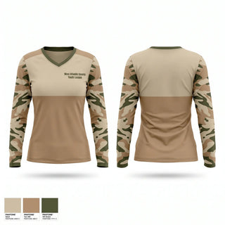 Womens Long Sleeve Vneck Shirt, West Atlantic County Youth League, Women's Soccer, Teamtime, Team time, sublimation, custom sports apparel, team uniforms, spirit wear, spiritwear, sports uniforms, custom shirts, team store, custom team store, fundraiser sports, apparel fundraiser