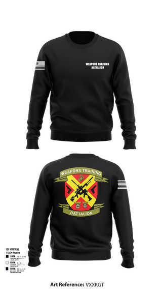 Crew Neck Sweatshirt, Weapons Training Battalion, Marines, Teamtime, Team time, sublimation, custom sports apparel, team uniforms, spirit wear, spiritwear, sports uniforms, custom shirts, team store, custom team store, fundraiser sports, apparel fundraiser