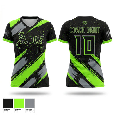 Cosmo Aces Women's Short Sleeve V-neck Shirt - 1