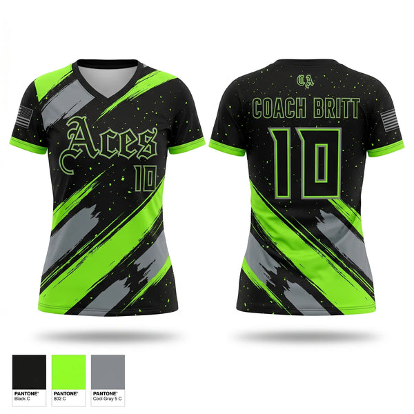 Womens Short Sleeve Vneck Shirt, Cosmo Aces, Baseball, Teamtime, Team time, sublimation, custom sports apparel, team uniforms, spirit wear, spiritwear, sports uniforms, custom shirts, team store, custom team store, fundraiser sports, apparel fundraiser
