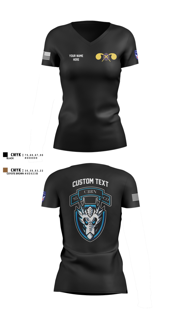 Womens Short Sleeve Vneck Shirt, 1st Platoon, 95th CBRN, Army, Teamtime, Team time, sublimation, custom sports apparel, team uniforms, spirit wear, spiritwear, sports uniforms, custom shirts, team store, custom team store, fundraiser sports, apparel fundraiser