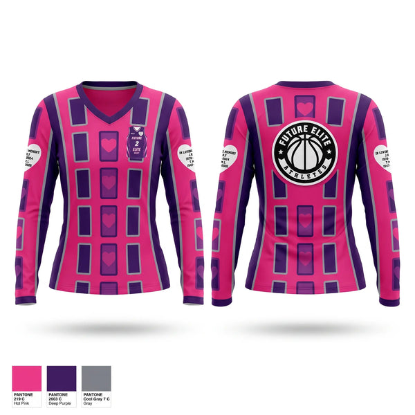 Womens Long Sleeve Vneck Shirt, FUTURE ELITE, Men's Basketball, Teamtime, Team time, sublimation, custom sports apparel, team uniforms, spirit wear, spiritwear, sports uniforms, custom shirts, team store, custom team store, fundraiser sports, apparel fundraiser