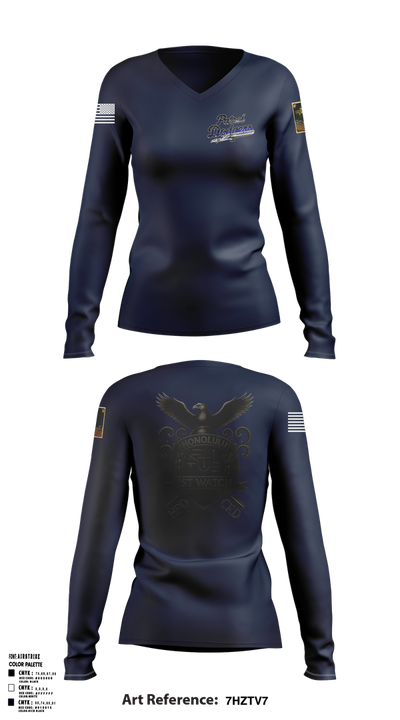 CRD Women's Long Sleeve V-neck Shirt - 1
