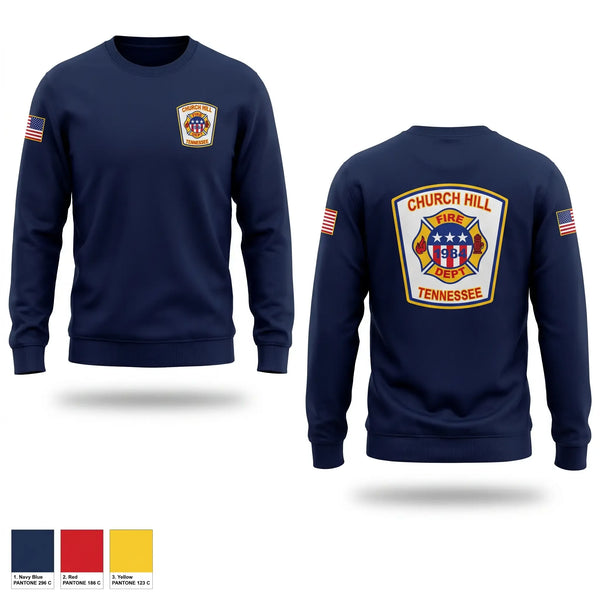 Crew Neck Sweatshirt, Church Hill Fire Department, Fire Department, Teamtime, Team time, sublimation, custom sports apparel, team uniforms, spirit wear, spiritwear, sports uniforms, custom shirts, team store, custom team store, fundraiser sports, apparel fundraiser