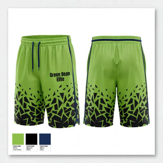 Mens Reversible Basketball Shorts, Green Bean Elite, Men's Basketball, Teamtime, Team time, sublimation, custom sports apparel, team uniforms, spirit wear, spiritwear, sports uniforms, custom shirts, team store, custom team store, fundraiser sports, apparel fundraiser