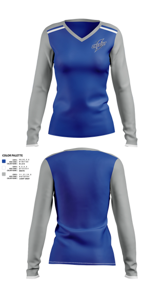 Womens Long Sleeve Vneck Shirt, Lysander Lightning, Ice Hockey, Teamtime, Team time, sublimation, custom sports apparel, team uniforms, spirit wear, spiritwear, sports uniforms, custom shirts, team store, custom team store, fundraiser sports, apparel fundraiser