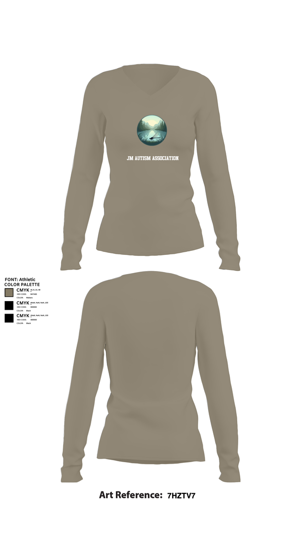 Womens Long Sleeve Vneck Shirt, JM Autism association, , Teamtime, Team time, sublimation, custom sports apparel, team uniforms, spirit wear, spiritwear, sports uniforms, custom shirts, team store, custom team store, fundraiser sports, apparel fundraiser