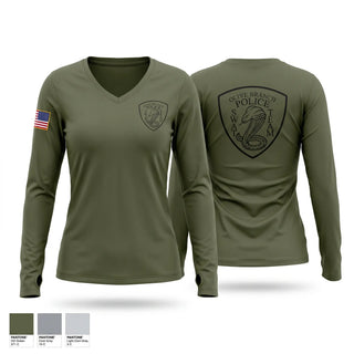 Womens Long Sleeve Vneck Shirt, Olive Branch S.W.A.T. Team, Police, Teamtime, Team time, sublimation, custom sports apparel, team uniforms, spirit wear, spiritwear, sports uniforms, custom shirts, team store, custom team store, fundraiser sports, apparel fundraiser