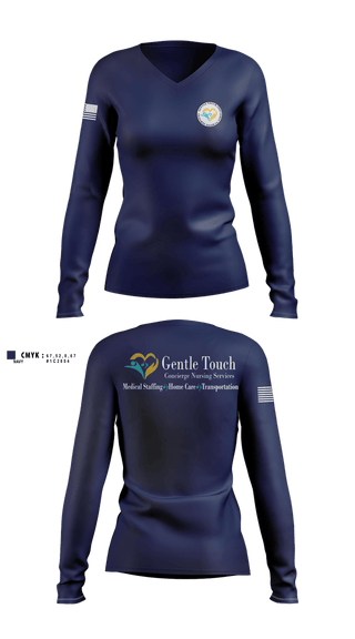 Womens Long Sleeve Vneck Shirt, Gentle Touch, EMS/EMT, Teamtime, Team time, sublimation, custom sports apparel, team uniforms, spirit wear, spiritwear, sports uniforms, custom shirts, team store, custom team store, fundraiser sports, apparel fundraiser