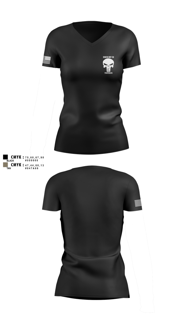 Womens Short Sleeve Vneck Shirt, 330th MP Co, National Guard, Teamtime, Team time, sublimation, custom sports apparel, team uniforms, spirit wear, spiritwear, sports uniforms, custom shirts, team store, custom team store, fundraiser sports, apparel fundraiser