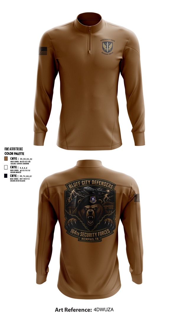 Quarter Zip Jacket, 164th security forces, Air Force, Teamtime, Team time, sublimation, custom sports apparel, team uniforms, spirit wear, spiritwear, sports uniforms, custom shirts, team store, custom team store, fundraiser sports, apparel fundraiser