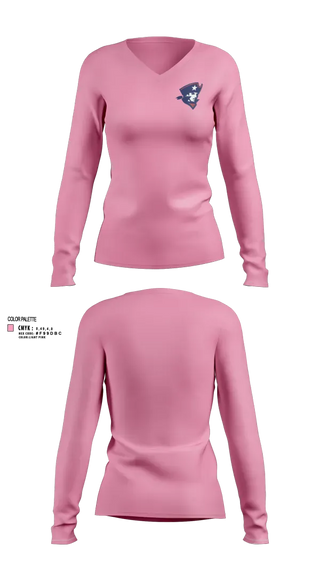 Womens Long Sleeve Vneck Shirt, Kate Duncan Smith DAR School Volleyball, Women's Volleyball, Teamtime, Team time, sublimation, custom sports apparel, team uniforms, spirit wear, spiritwear, sports uniforms, custom shirts, team store, custom team store, fundraiser sports, apparel fundraiser