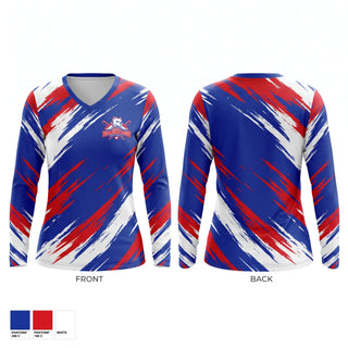 Womens Long Sleeve Vneck Shirt, NorCal Diamond Dogs, Softball, Teamtime, Team time, sublimation, custom sports apparel, team uniforms, spirit wear, spiritwear, sports uniforms, custom shirts, team store, custom team store, fundraiser sports, apparel fundraiser