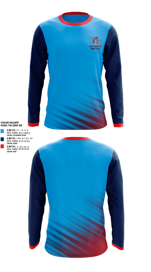 Long Sleeve Performance Shirt, Ovey Comeaux Swimming, Swimming, Teamtime, Team time, sublimation, custom sports apparel, team uniforms, spirit wear, spiritwear, sports uniforms, custom shirts, team store, custom team store, fundraiser sports, apparel fundraiser