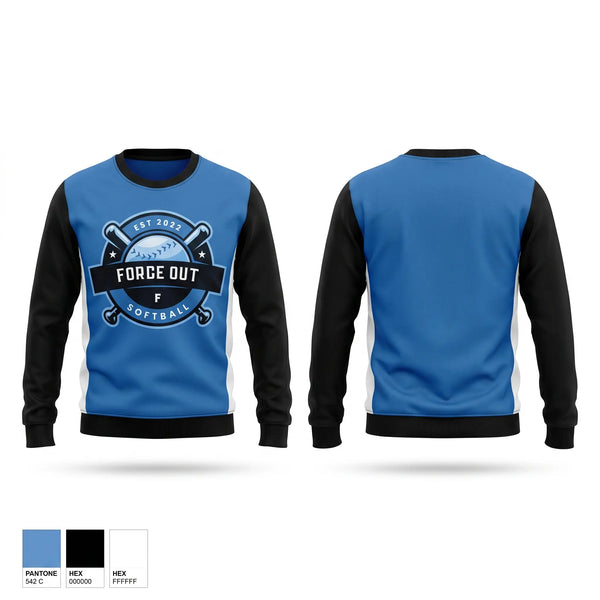 Crew Neck Sweatshirt, Force Out, Softball, Teamtime, Team time, sublimation, custom sports apparel, team uniforms, spirit wear, spiritwear, sports uniforms, custom shirts, team store, custom team store, fundraiser sports, apparel fundraiser