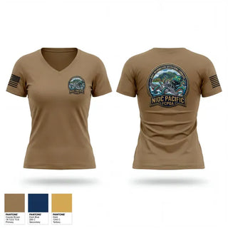 Womens Short Sleeve Vneck Shirt, NIOC Pacific FCPOA, Navy, Teamtime, Team time, sublimation, custom sports apparel, team uniforms, spirit wear, spiritwear, sports uniforms, custom shirts, team store, custom team store, fundraiser sports, apparel fundraiser