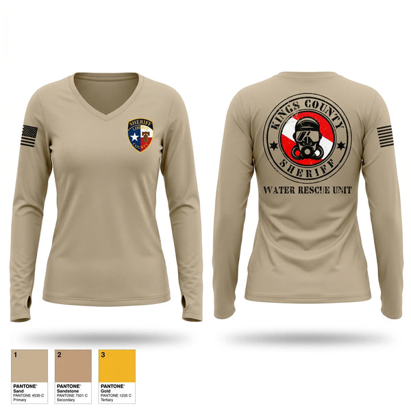 Womens Long Sleeve Vneck Shirt, Liberty County Sheriff Marine Rescue, Police, Teamtime, Team time, sublimation, custom sports apparel, team uniforms, spirit wear, spiritwear, sports uniforms, custom shirts, team store, custom team store, fundraiser sports, apparel fundraiser