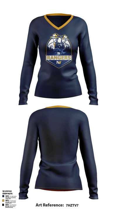 Naches Valley Ranger Basketball Women's Long Sleeve V-neck Shirt - 3