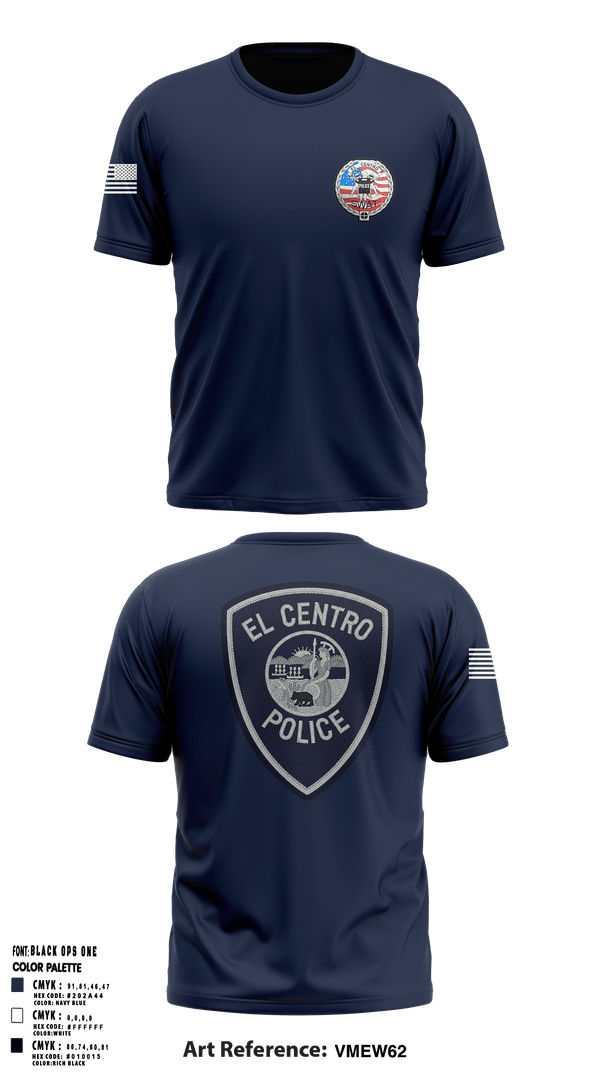 El Centro Police Department SWAT 88532386 Old School Cotton Feel Shirt - 1