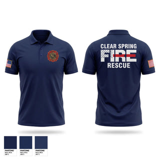 Short Sleeve Performance Polo, Clear Spring Fire Rescue, Fire Department, Teamtime, Team time, sublimation, custom sports apparel, team uniforms, spirit wear, spiritwear, sports uniforms, custom shirts, team store, custom team store, fundraiser sports, apparel fundraiser