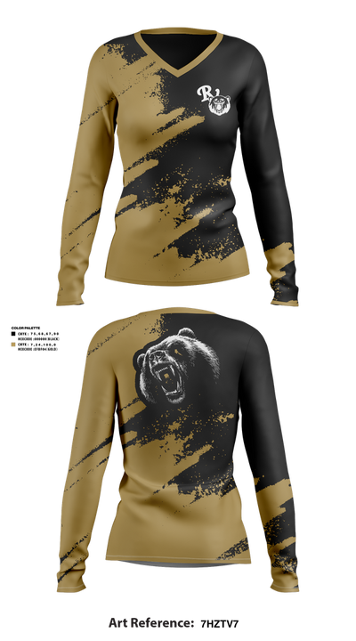 River View Black Bears 82365504 Women's Long Sleeve V-neck Shirt - 3