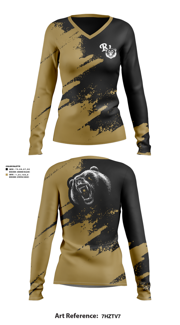Womens Long Sleeve Vneck Shirt, River View Black Bears, Swimming, Teamtime, Team time, sublimation, custom sports apparel, team uniforms, spirit wear, spiritwear, sports uniforms, custom shirts, team store, custom team store, fundraiser sports, apparel fundraiser