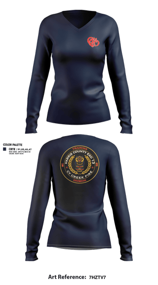 Womens Long Sleeve Vneck Shirt, Cy Creek Fire 24, Fire Department, Teamtime, Team time, sublimation, custom sports apparel, team uniforms, spirit wear, spiritwear, sports uniforms, custom shirts, team store, custom team store, fundraiser sports, apparel fundraiser
