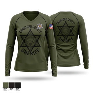Womens Long Sleeve Vneck Shirt, Crawford county Kansas detectives, Police, Teamtime, Team time, sublimation, custom sports apparel, team uniforms, spirit wear, spiritwear, sports uniforms, custom shirts, team store, custom team store, fundraiser sports, apparel fundraiser